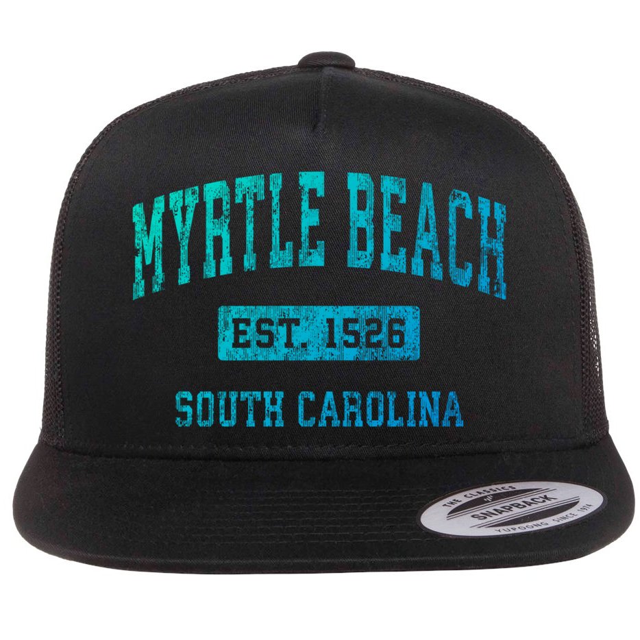 Myrtle Beach South Carolina Sc Vintage Established Sports Gift Flat Bill Trucker Hat
