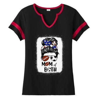 Messy Bun Soccer Mom Football Mom Of Both Mothers Day Ladies Halftime Notch Neck Tee