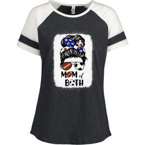 Messy Bun Soccer Mom Football Mom Of Both Mothers Day Enza Ladies Jersey Colorblock Tee