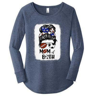 Messy Bun Soccer Mom Football Mom Of Both Mothers Day Women's Perfect Tri Tunic Long Sleeve Shirt