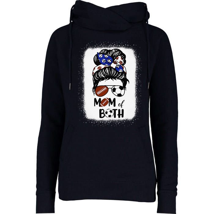 Messy Bun Soccer Mom Football Mom Of Both Mothers Day Womens Funnel Neck Pullover Hood