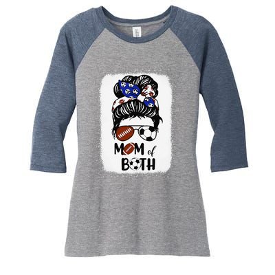 Messy Bun Soccer Mom Football Mom Of Both Mothers Day Women's Tri-Blend 3/4-Sleeve Raglan Shirt