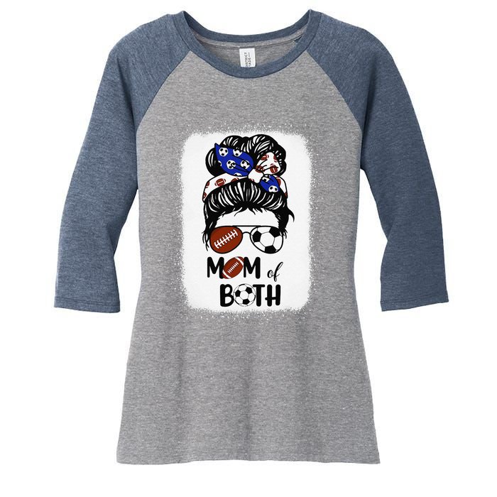 Messy Bun Soccer Mom Football Mom Of Both Mothers Day Women's Tri-Blend 3/4-Sleeve Raglan Shirt