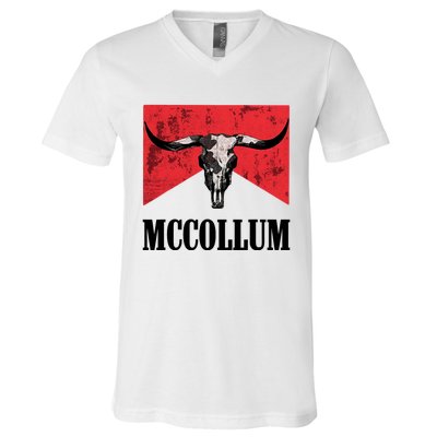 Mccollum Bull Skull Cute For Country Music Lover V-Neck T-Shirt