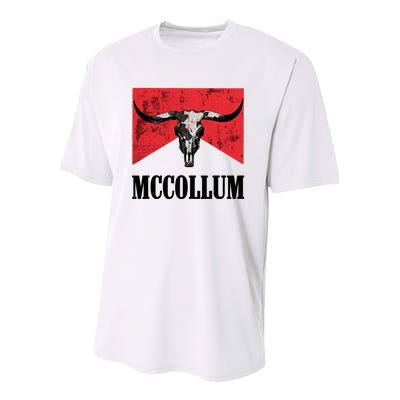 Mccollum Bull Skull Cute For Country Music Lover Youth Performance Sprint T-Shirt