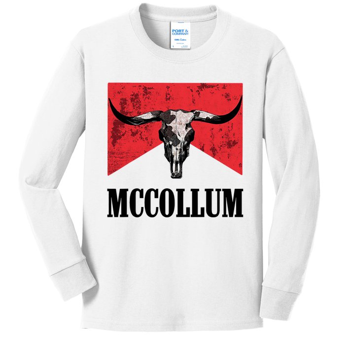 Mccollum Bull Skull Cute For Country Music Lover Kids Long Sleeve Shirt