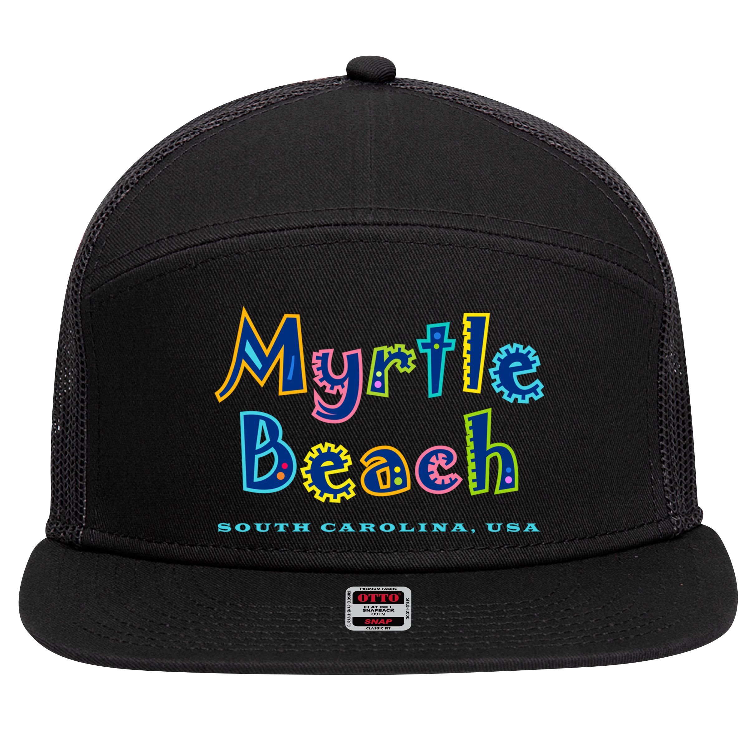 Myrtle Beach South Carolina Souvenir Cool Gift 7 Panel Mesh Trucker Snapback Hat