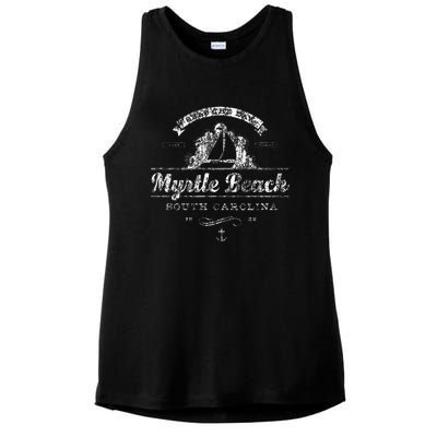 Myrtle Beach Sc Sailboat Vintage Nautical Ladies PosiCharge Tri-Blend Wicking Tank