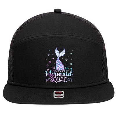 Mermaid Birthday Squad Party 7 Panel Mesh Trucker Snapback Hat