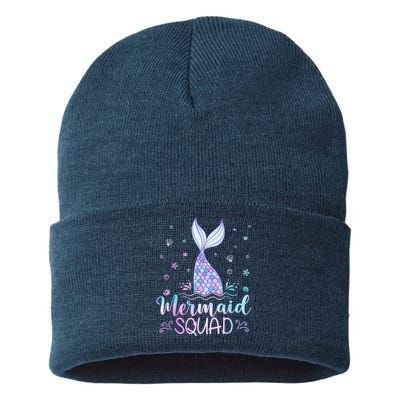 Mermaid Birthday Squad Party Sustainable Knit Beanie