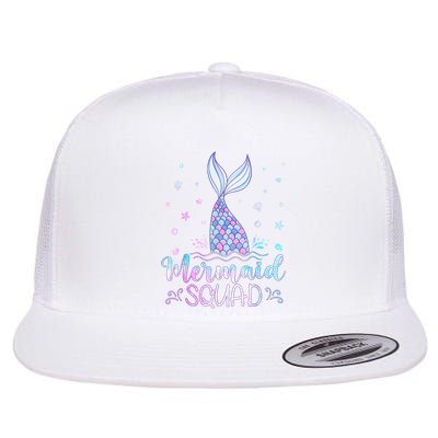 Mermaid Birthday Squad Party Flat Bill Trucker Hat