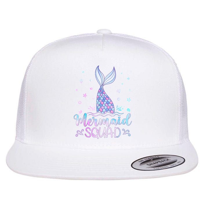 Mermaid Birthday Squad Party Flat Bill Trucker Hat