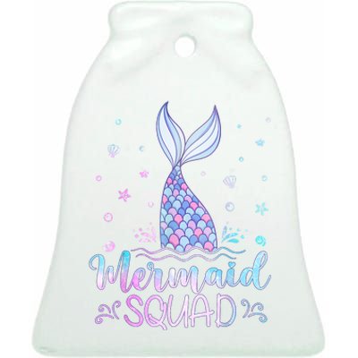 Mermaid Birthday Squad Party Ceramic Bell Ornament