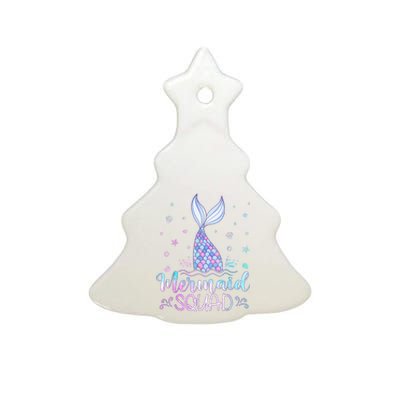 Mermaid Birthday Squad Party Ceramic Tree Ornament