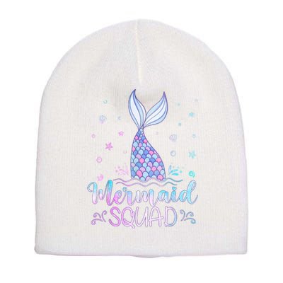 Mermaid Birthday Squad Party Short Acrylic Beanie