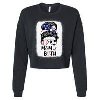 Messy Bun Soccer Mom Baseball Mom Of Both Mothers Day Cropped Pullover Crew