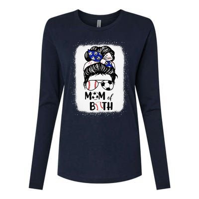 Messy Bun Soccer Mom Baseball Mom Of Both Mothers Day Womens Cotton Relaxed Long Sleeve T-Shirt