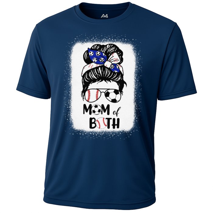 Messy Bun Soccer Mom Baseball Mom Of Both Mothers Day Cooling Performance Crew T-Shirt