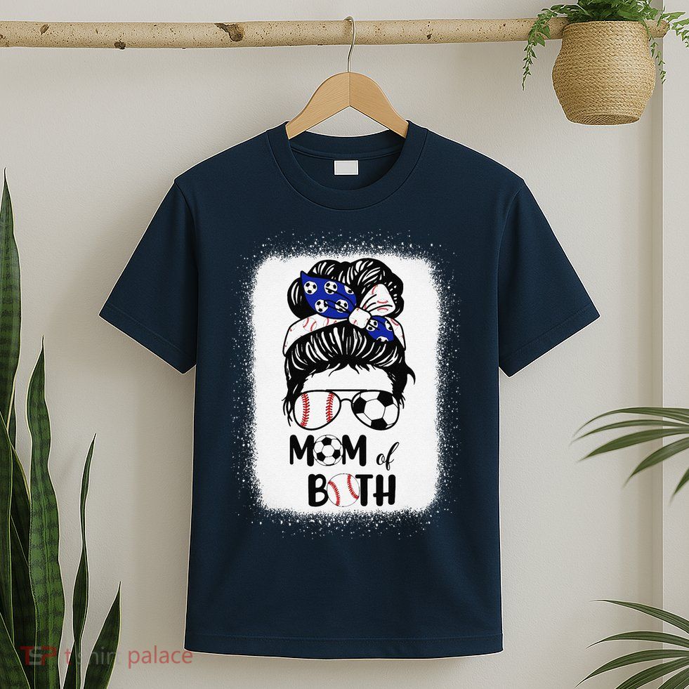 Messy Bun Soccer Mom Baseball Mom Of Both Mothers Day T-Shirt