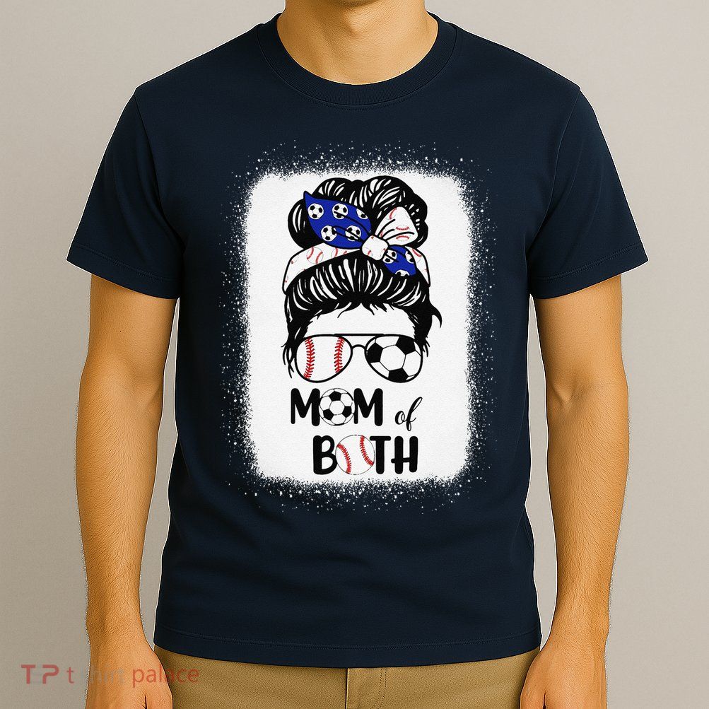 Messy Bun Soccer Mom Baseball Mom Of Both Mothers Day T-Shirt