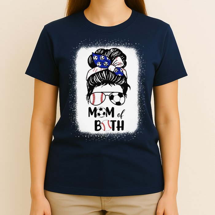 Messy Bun Soccer Mom Baseball Mom Of Both Mothers Day T-Shirt
