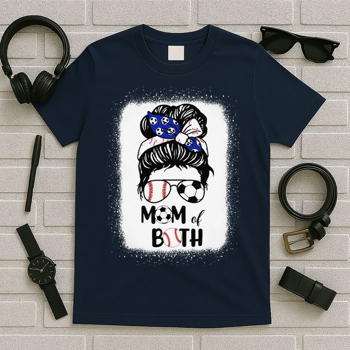 Messy Bun Soccer Mom Baseball Mom Of Both Mothers Day T-Shirt