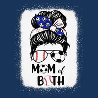 Messy Bun Soccer Mom Baseball Mom Of Both Mothers Day T-Shirt