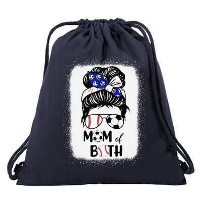 Messy Bun Soccer Mom Baseball Mom Of Both Mothers Day Drawstring Bag