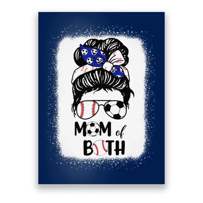 Messy Bun Soccer Mom Baseball Mom Of Both Mothers Day Poster