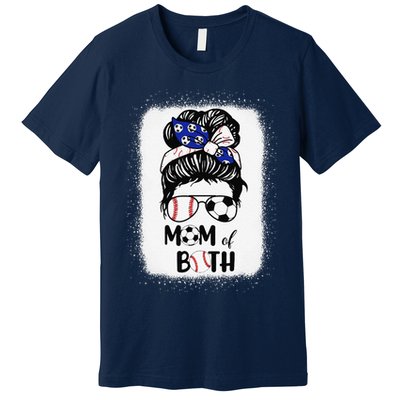 Messy Bun Soccer Mom Baseball Mom Of Both Mothers Day Premium T-Shirt