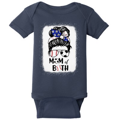 Messy Bun Soccer Mom Baseball Mom Of Both Mothers Day Baby Bodysuit