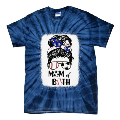 Messy Bun Soccer Mom Baseball Mom Of Both Mothers Day Tie-Dye T-Shirt