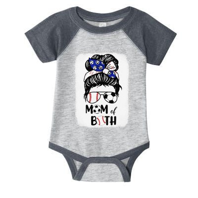 Messy Bun Soccer Mom Baseball Mom Of Both Mothers Day Infant Baby Jersey Bodysuit
