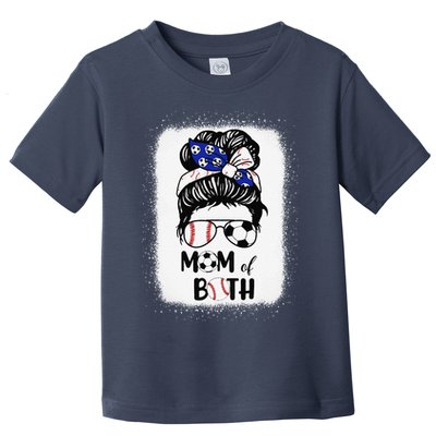 Messy Bun Soccer Mom Baseball Mom Of Both Mothers Day Toddler T-Shirt