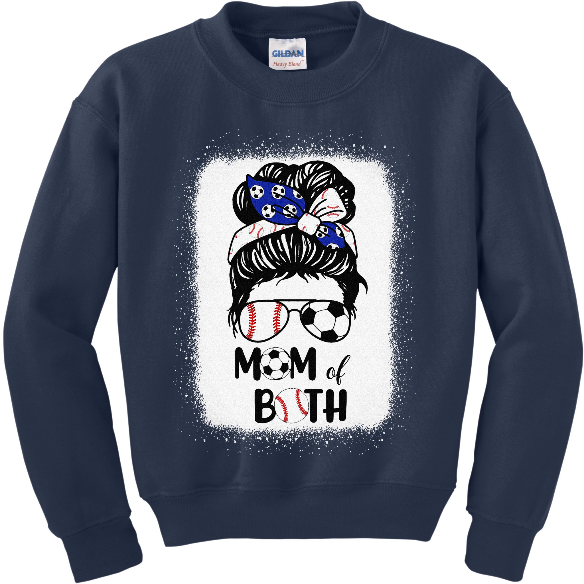 Messy Bun Soccer Mom Baseball Mom Of Both Mothers Day Kids Sweatshirt