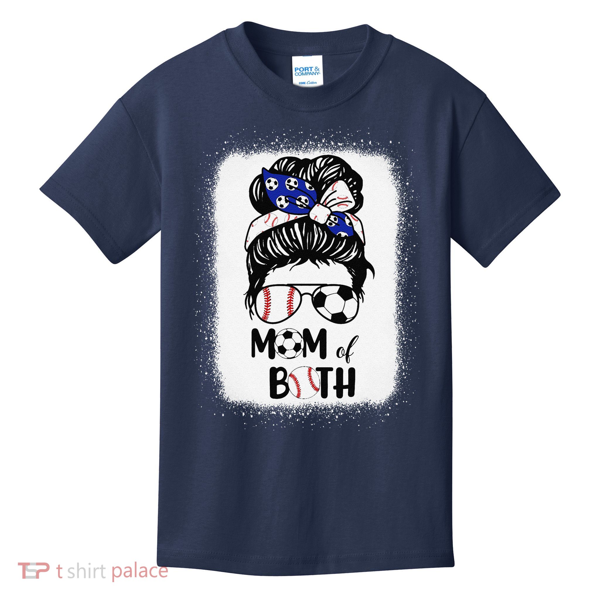 Messy Bun Soccer Mom Baseball Mom Of Both Mothers Day Kids T-Shirt