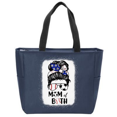 Messy Bun Soccer Mom Baseball Mom Of Both Mothers Day Zip Tote Bag