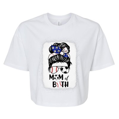 Messy Bun Soccer Mom Baseball Mom Of Both Mothers Day Bella+Canvas Jersey Crop Tee