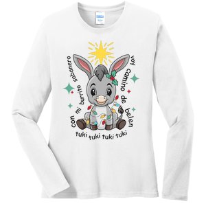 Mi Burrito Sabanero Mexican Tuki Tuki Donkey Latino Xmas Ladies Long Sleeve Shirt