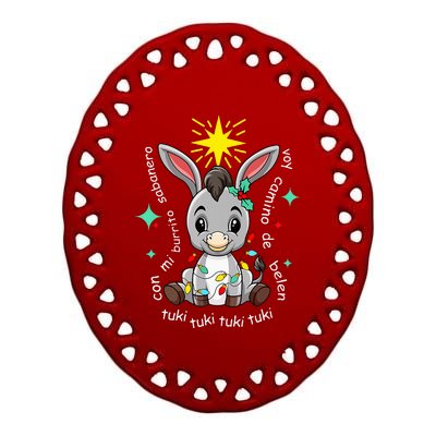 Mi Burrito Sabanero Mexican Tuki Tuki Donkey Latino Xmas Ceramic Oval Ornament