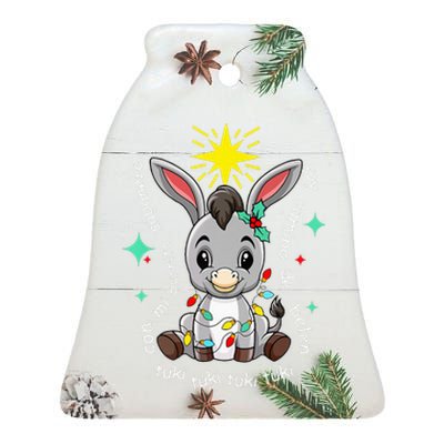 Mi Burrito Sabanero Mexican Tuki Tuki Donkey Latino Xmas Ceramic Bell Ornament