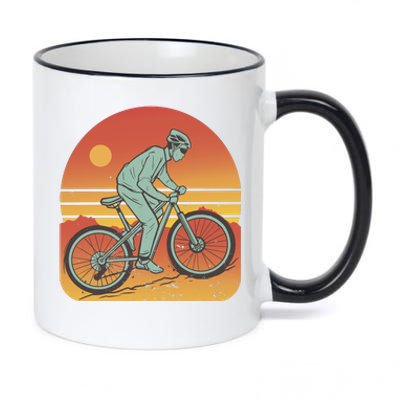 Mountain Biker Sunset Vintage 11oz Black Color Changing Mug