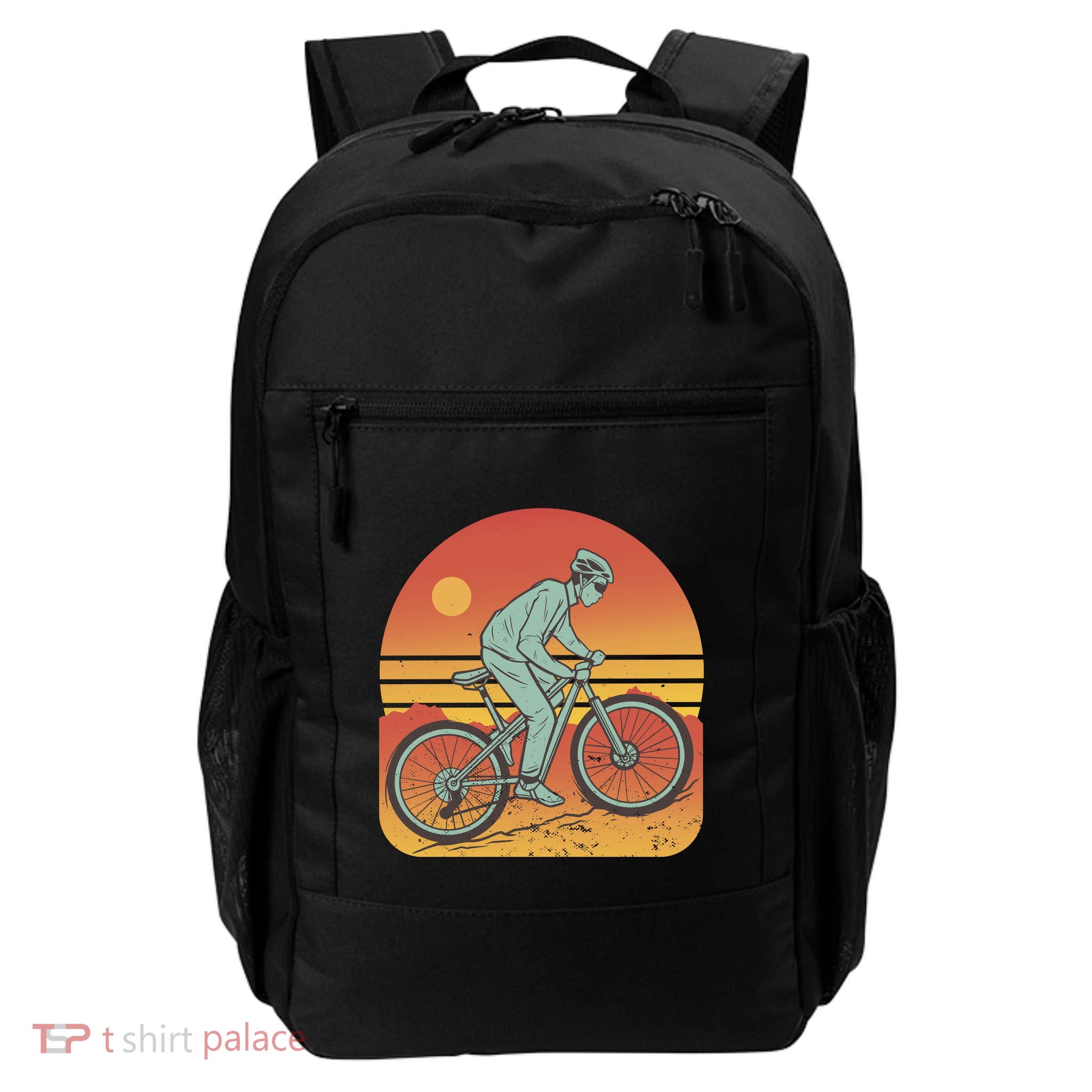 Mountain Biker Sunset Vintage Backpack