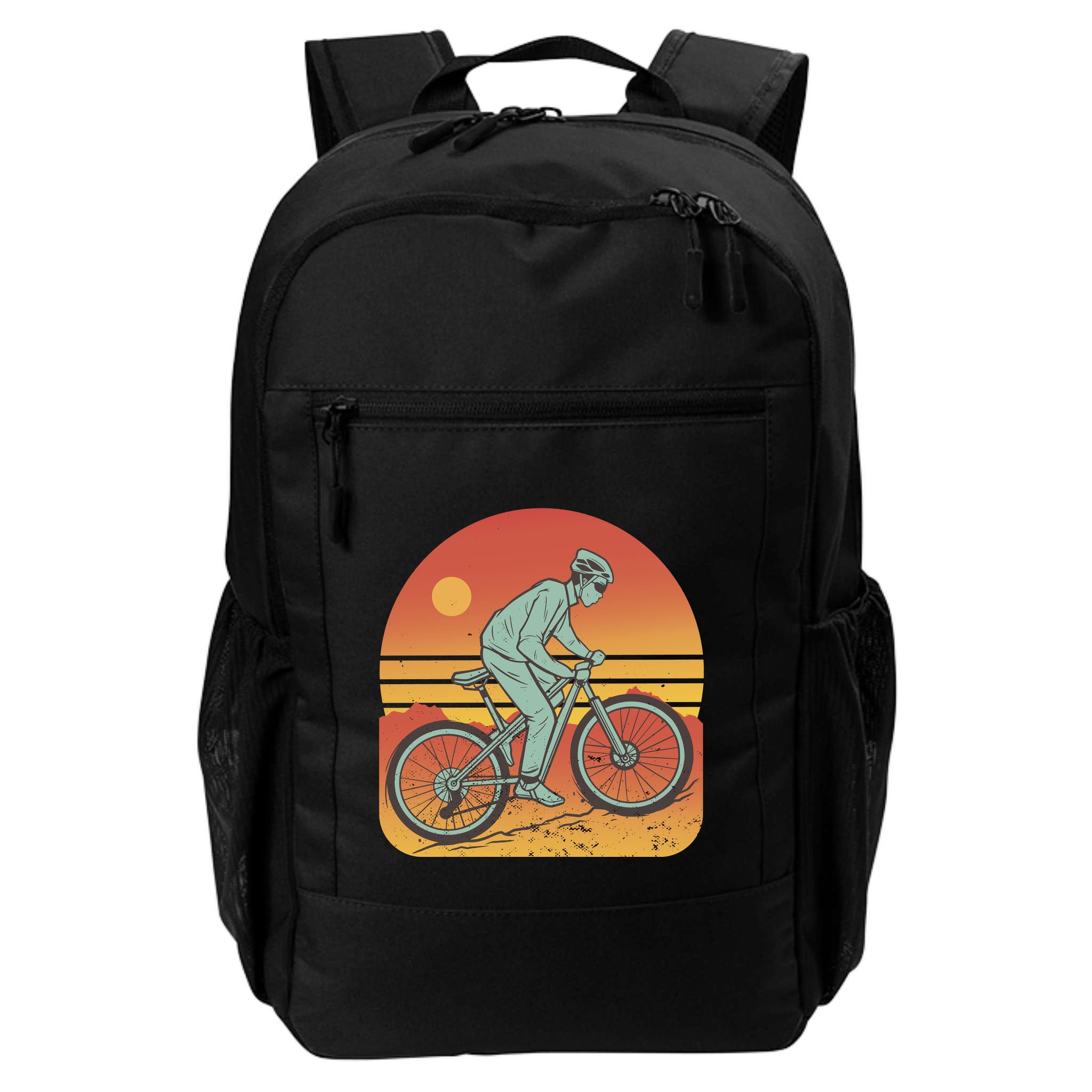 Mountain Biker Sunset Vintage Backpack