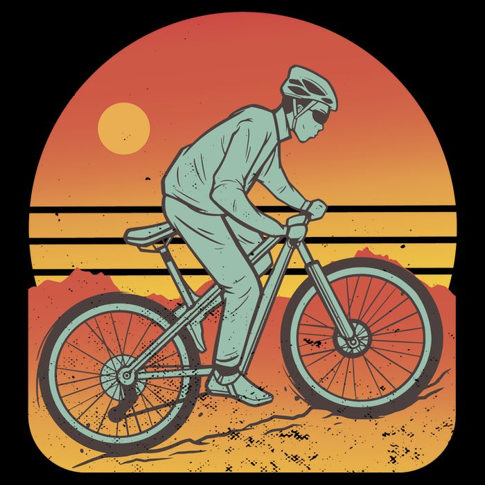 Mountain Biker Sunset Vintage Backpack