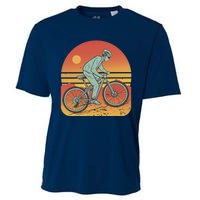 Mountain Biker Sunset Vintage Cooling Performance Crew T-Shirt