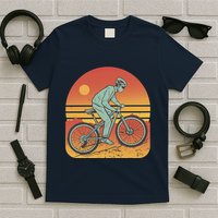 Mountain Biker Sunset Vintage T-Shirt