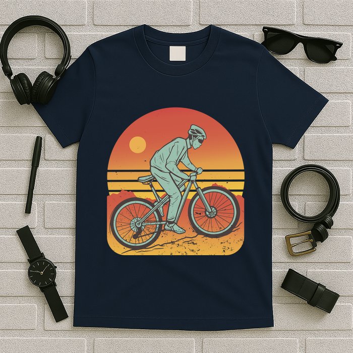 Mountain Biker Sunset Vintage T-Shirt