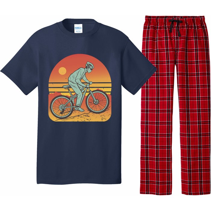 Mountain Biker Sunset Vintage Pajama Set