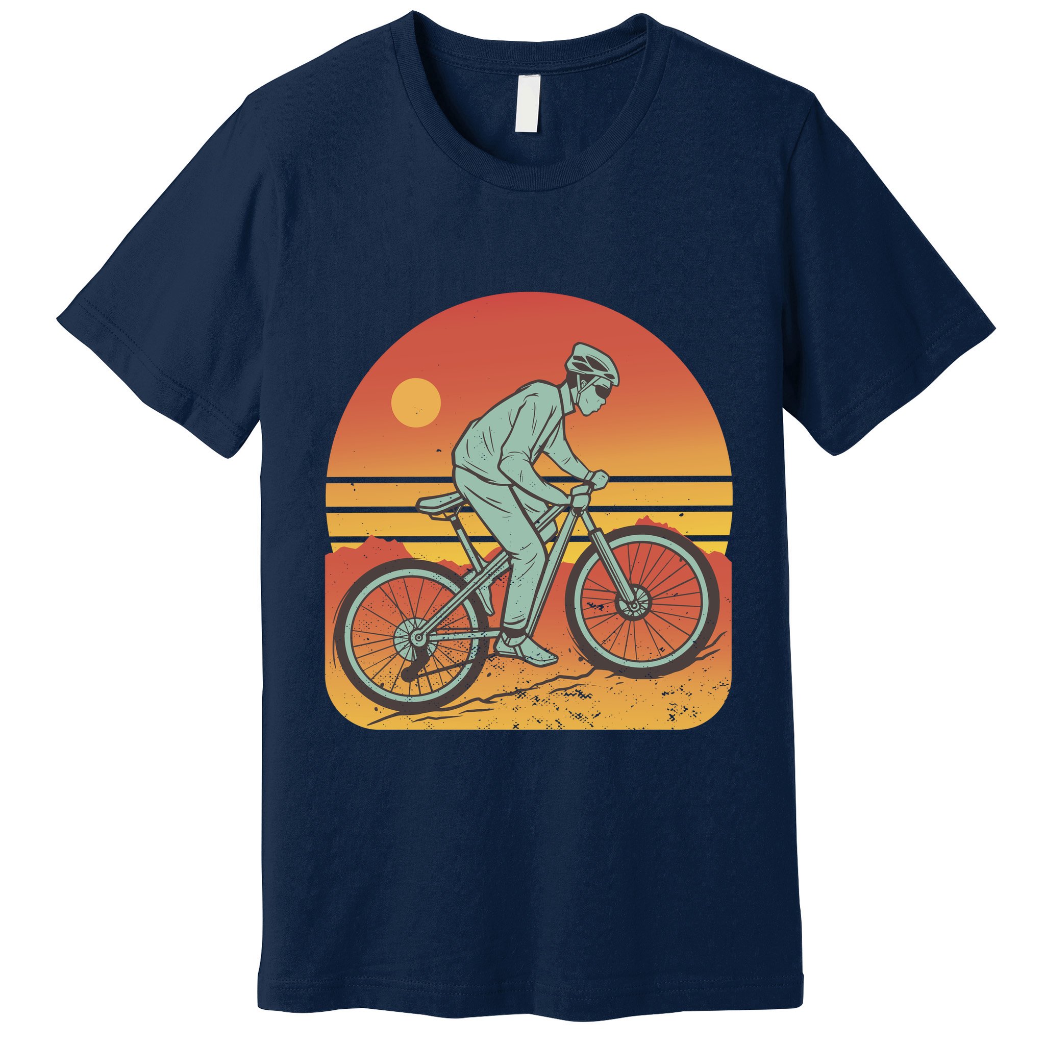 Mountain Biker Sunset Vintage Premium T-Shirt